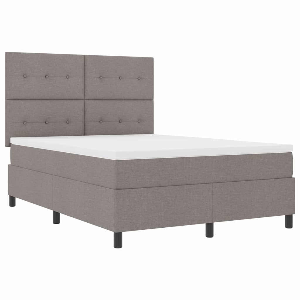 Κρεβάτι με ελατήρια με κεφαλάρι Taupe 140 x 200 cm ύφασμα
