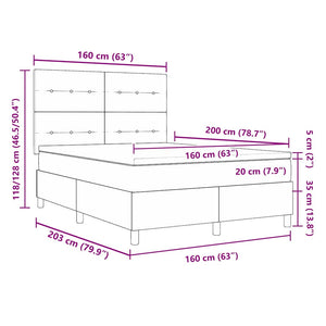 Κρεβάτι με ελατήρια με στρώμα Σκούρο Γκρι 160 x 200 cm ύφασμα - Pakobazaar