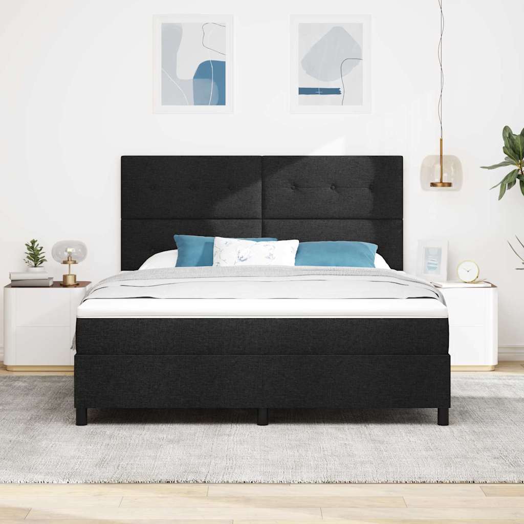 Κρεβάτι με ελατήρια με στρώμα Μαύρο 180 x 200 cm ύφασμα - Pakobazaar