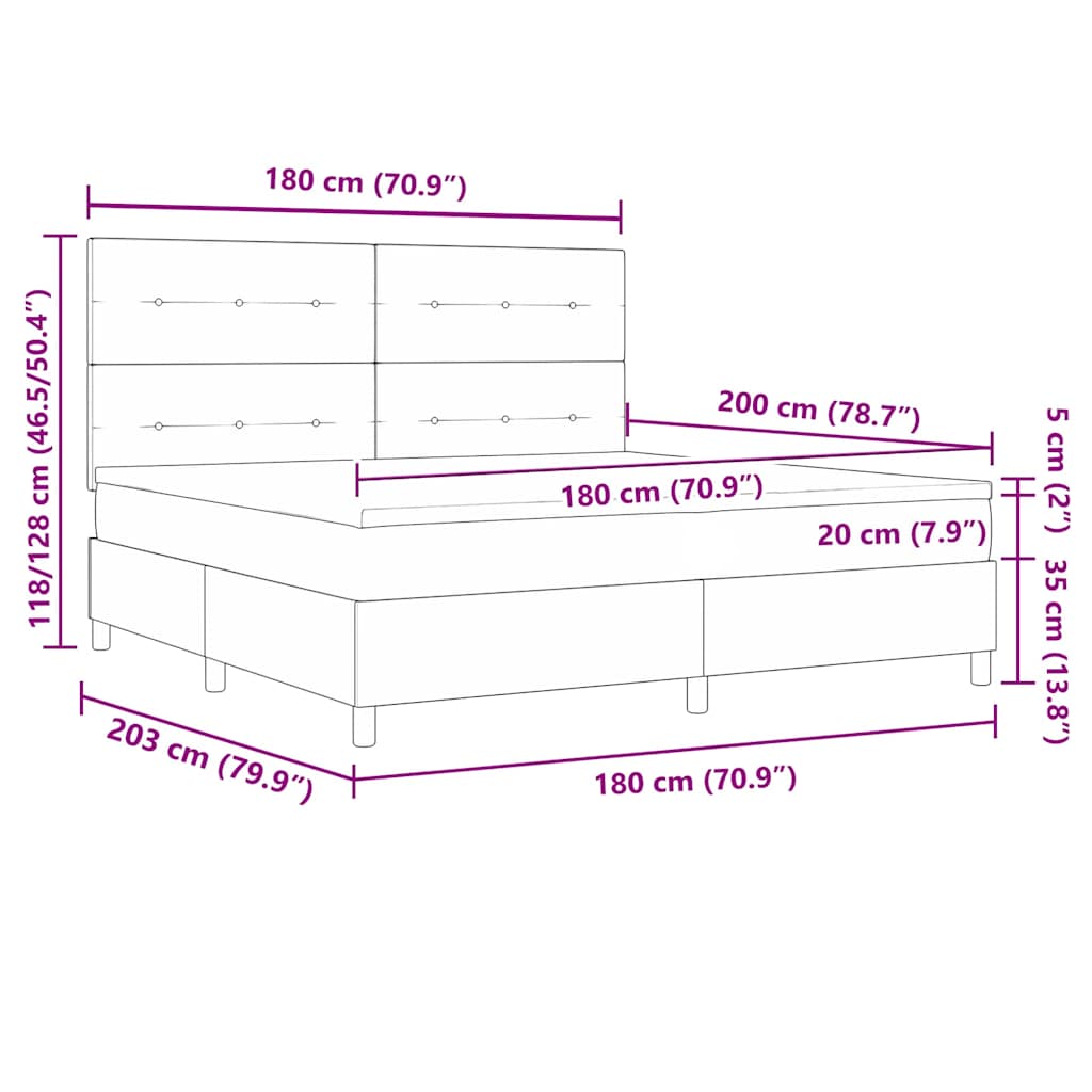 Κρεβάτι με ελατήρια με στρώμα Μαύρο 180 x 200 cm ύφασμα - Pakobazaar