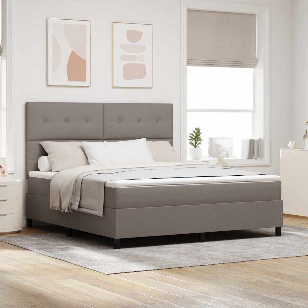 Κρεβάτι με ελατήρια με στρώμα Taupe 180 x 200 cm ύφασμα - Pakobazaar