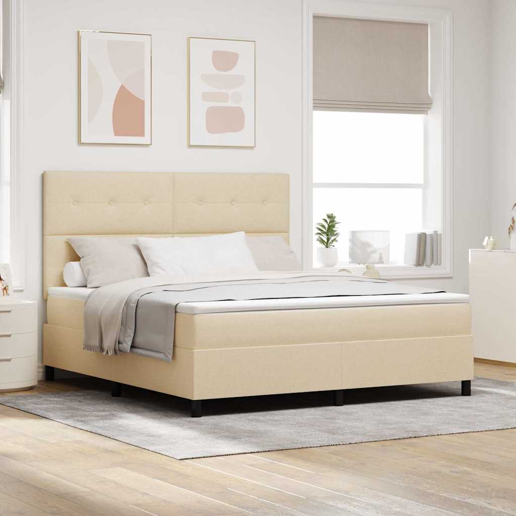Κρεβάτι με ελατήρια με στρώμα Κρεμ 180 x 200 cm ύφασμα - Pakobazaar