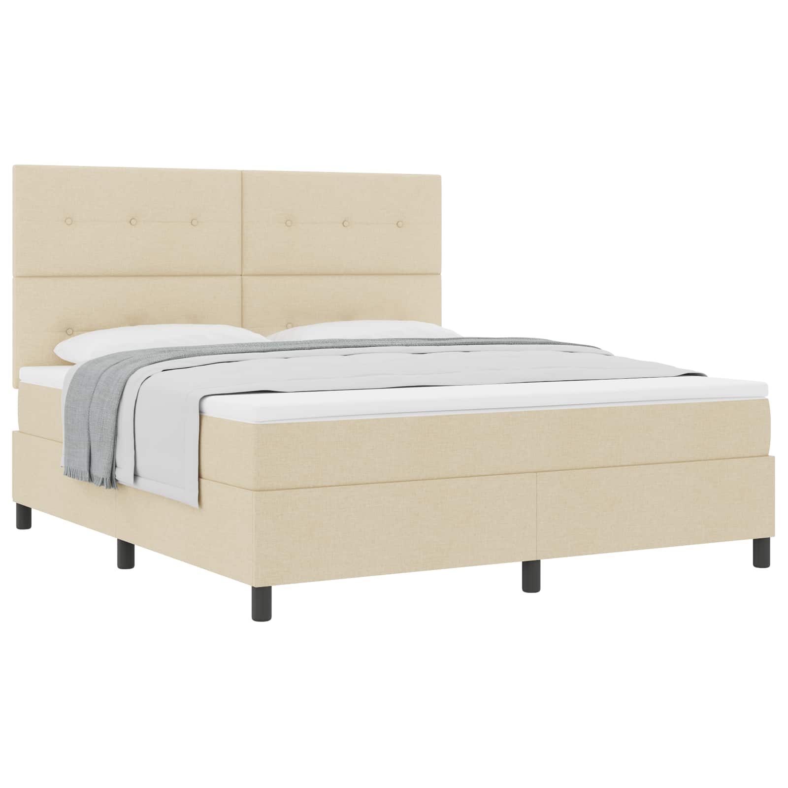 Κρεβάτι με ελατήρια με στρώμα Κρεμ 180 x 200 cm ύφασμα - Pakobazaar