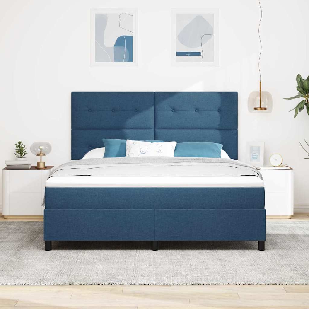 Κρεβάτι με ελατήρια με κεφαλάρι Μπλε 180 x 200 cm ύφασμα - Pakobazaar