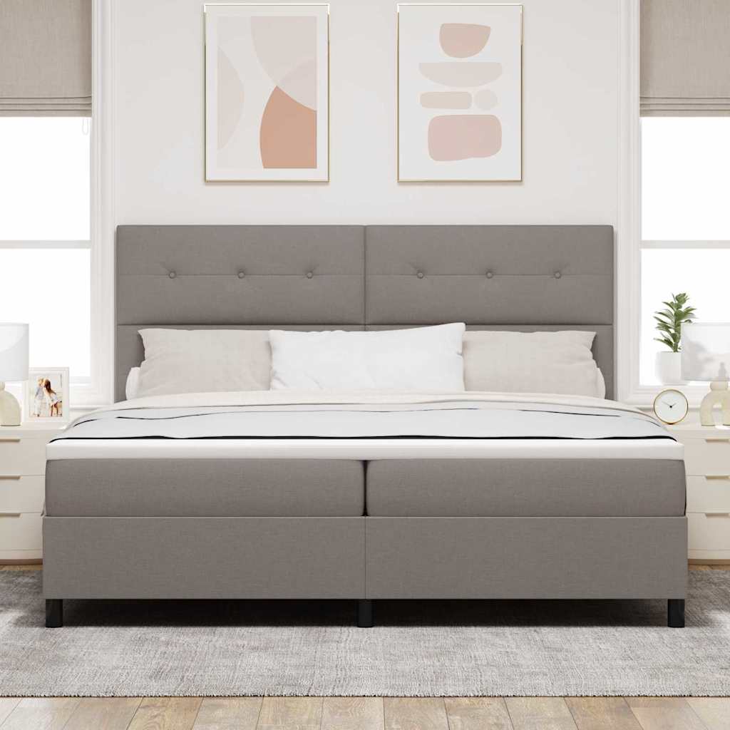 Κρεβάτι με ελατήρια με κεφαλάρι Taupe 200 x 200 cm ύφασμα
