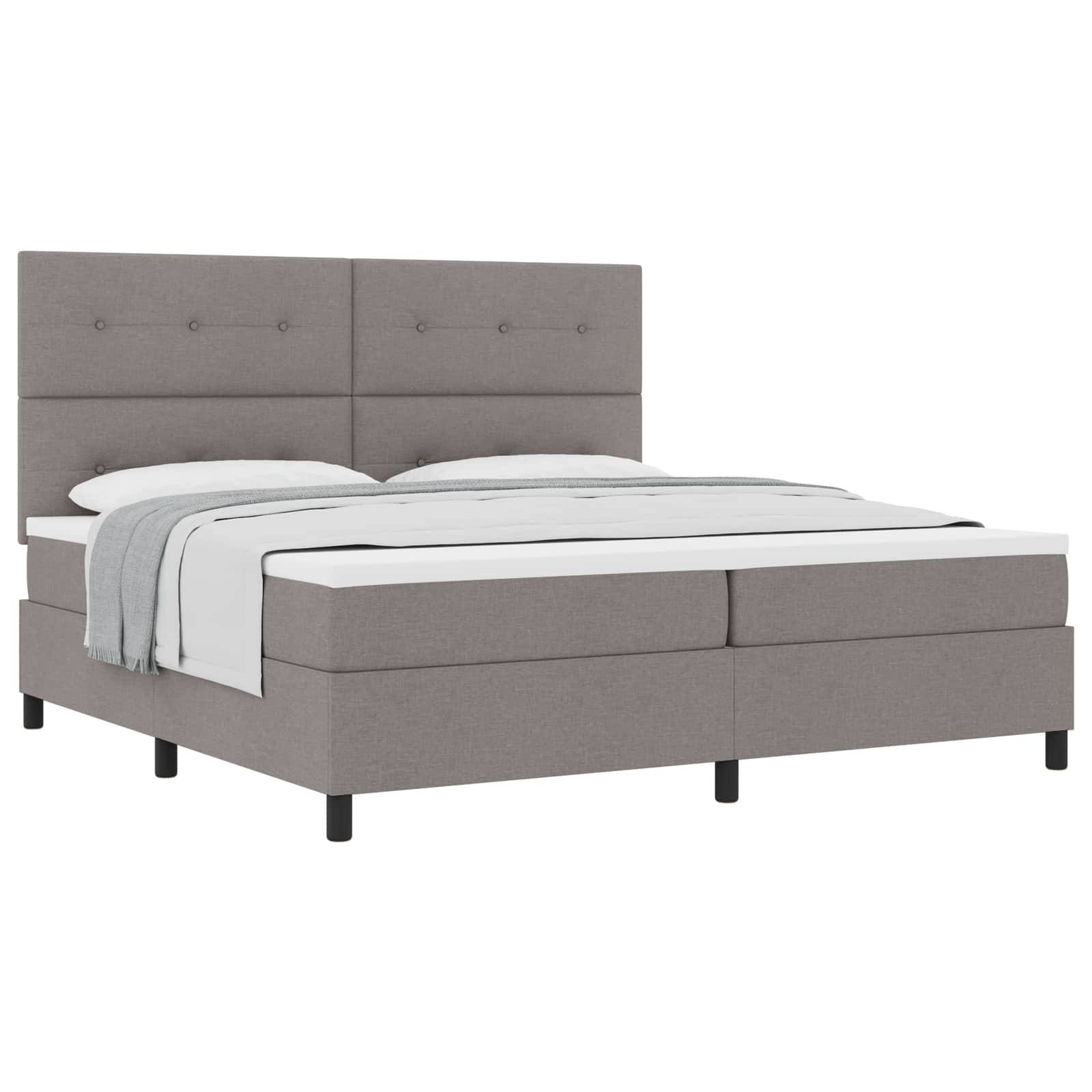 Κρεβάτι με ελατήρια με κεφαλάρι Taupe 200 x 200 cm ύφασμα