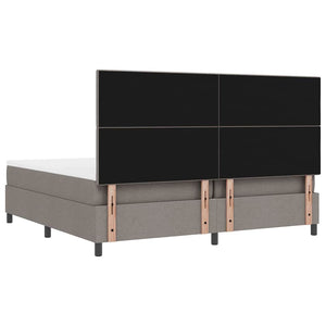 Κρεβάτι με ελατήρια με κεφαλάρι Taupe 200 x 200 cm ύφασμα - Pakobazaar