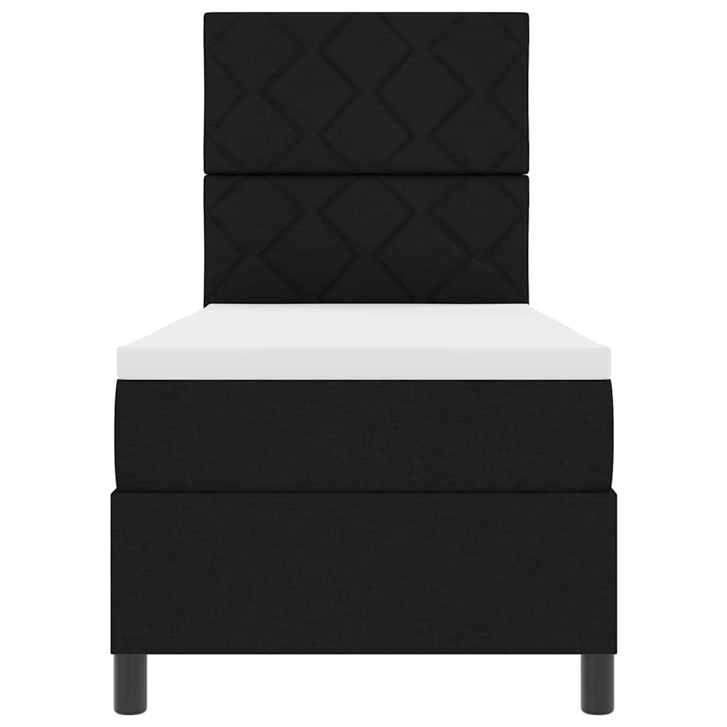 Κρεβάτι με ελατήρια με στρώμα Μαύρο 80 x 200 cm ύφασμα - Pakobazaar
