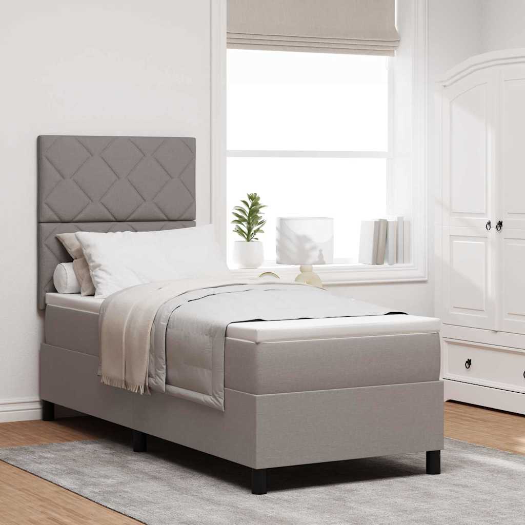 Κρεβάτι με ελατήρια με κεφαλάρι Taupe 80 x 200 cm ύφασμα - Pakobazaar