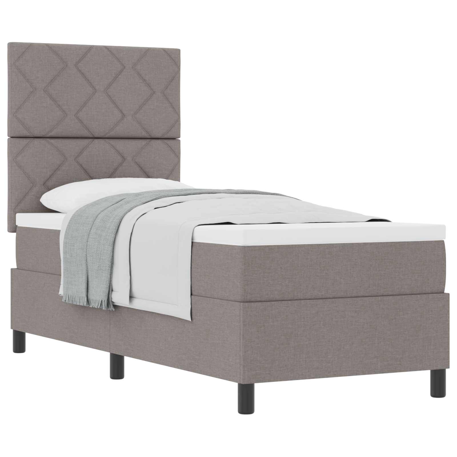 Κρεβάτι με ελατήρια με κεφαλάρι Taupe 80 x 200 cm ύφασμα - Pakobazaar