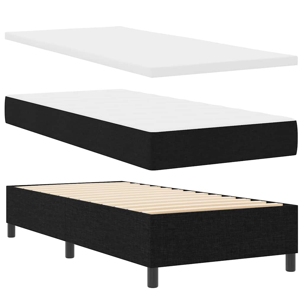 Κρεβάτι με ελατήρια με κεφαλάρι Μαύρο 90 x 190 cm ύφασμα - Pakobazaar