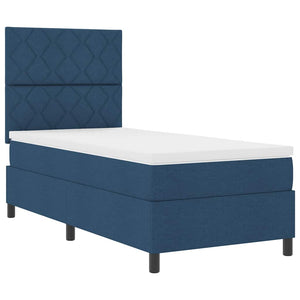 Κρεβάτι με ελατήρια με κεφαλάρι Μπλε 90 x 190 cm ύφασμα - Pakobazaar