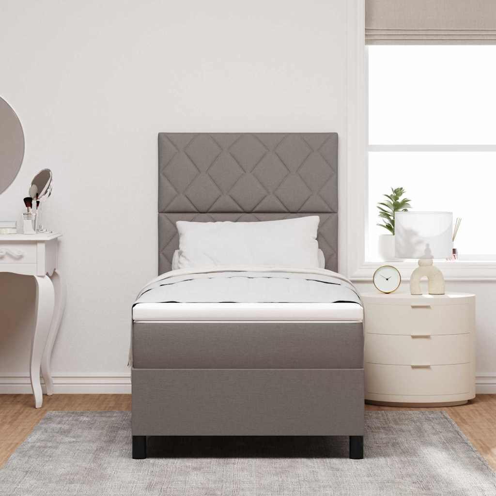 Κρεβάτι με ελατήρια με κεφαλάρι Taupe 90 x 200 cm ύφασμα - Pakobazaar