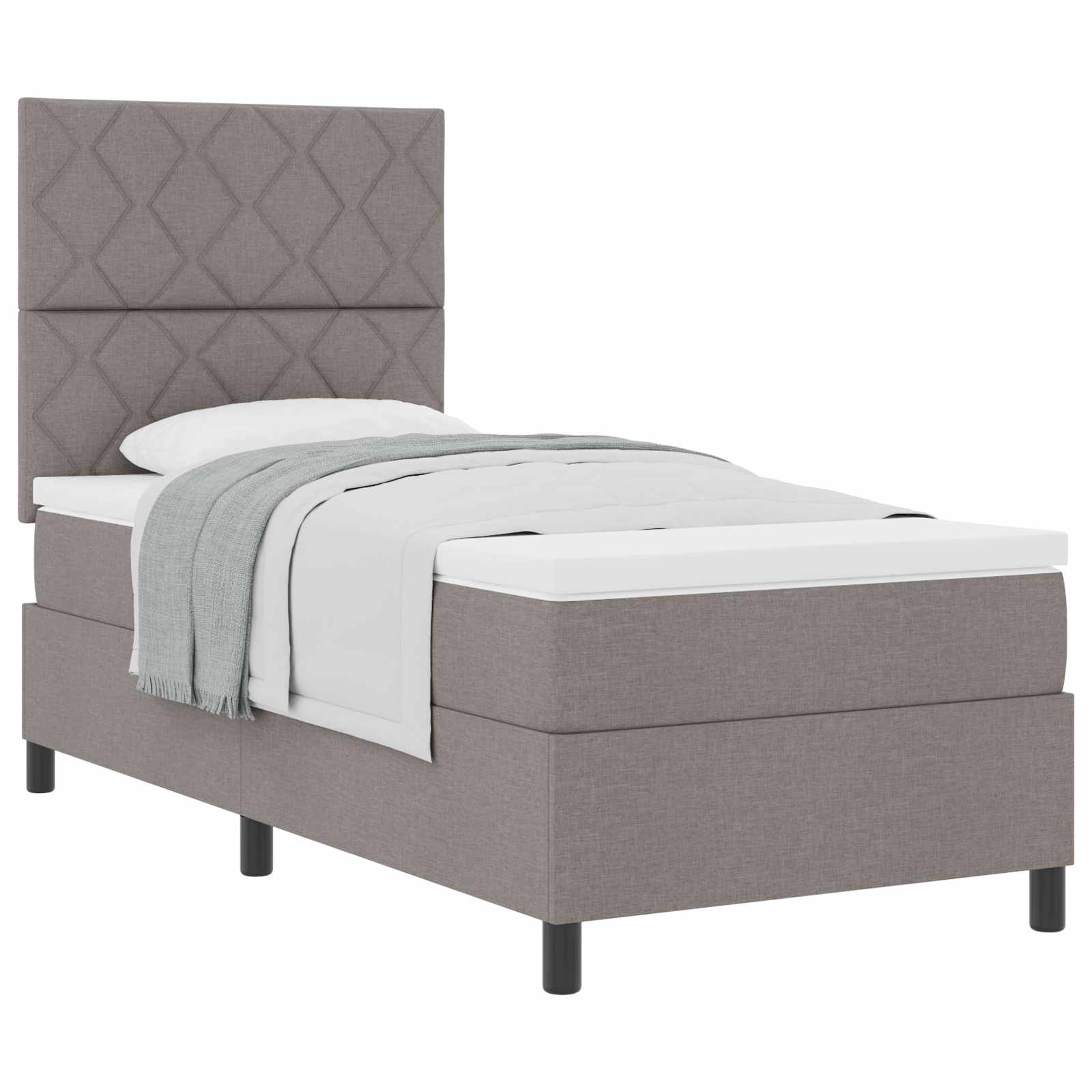 Κρεβάτι με ελατήρια με κεφαλάρι Taupe 90 x 200 cm ύφασμα - Pakobazaar