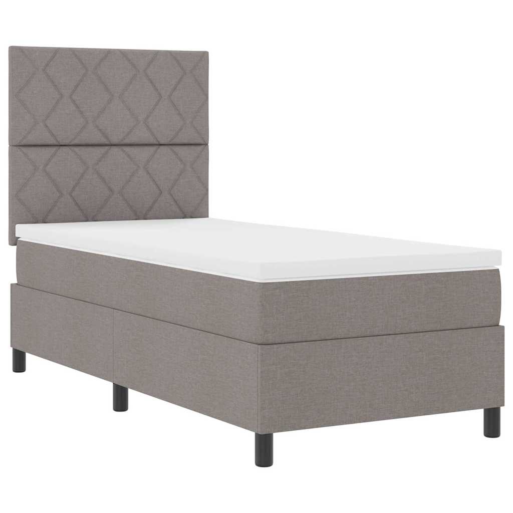 Κρεβάτι με ελατήρια με κεφαλάρι Taupe 90 x 200 cm ύφασμα - Pakobazaar