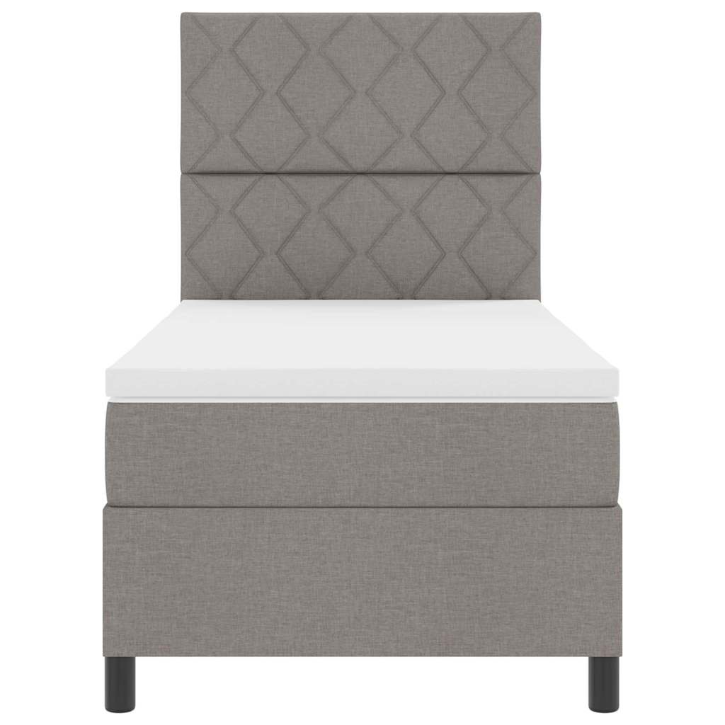 Κρεβάτι με ελατήρια με κεφαλάρι Taupe 90 x 200 cm ύφασμα - Pakobazaar