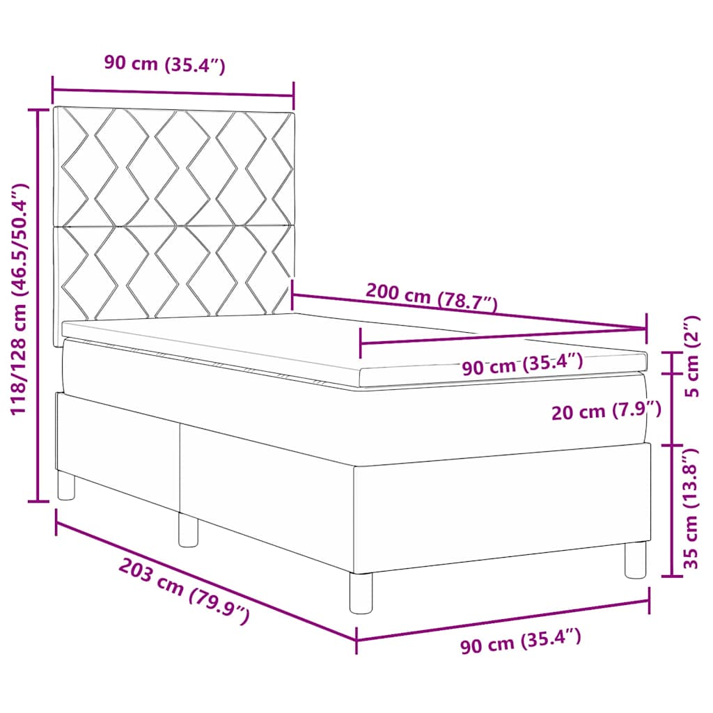 Κρεβάτι με ελατήρια με κεφαλάρι Taupe 90 x 200 cm ύφασμα - Pakobazaar