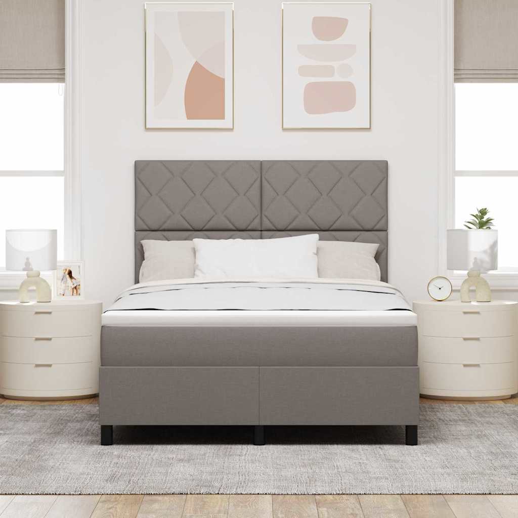 Κρεβάτι με ελατήρια με κεφαλάρι Taupe 140 x 190 cm ύφασμα - Pakobazaar
