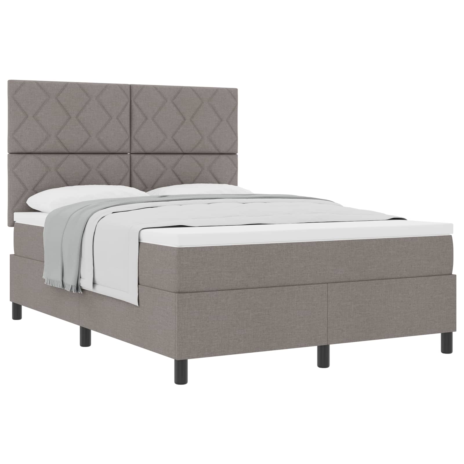 Κρεβάτι με ελατήρια με κεφαλάρι Taupe 140 x 190 cm ύφασμα - Pakobazaar