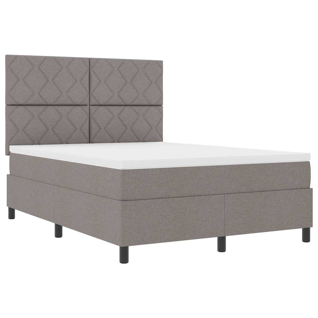 Κρεβάτι με ελατήρια με κεφαλάρι Taupe 140 x 190 cm ύφασμα - Pakobazaar