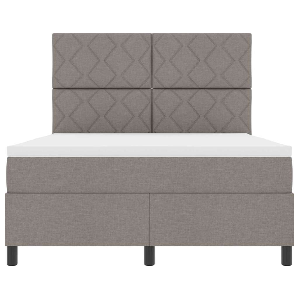 Κρεβάτι με ελατήρια με κεφαλάρι Taupe 140 x 190 cm ύφασμα - Pakobazaar