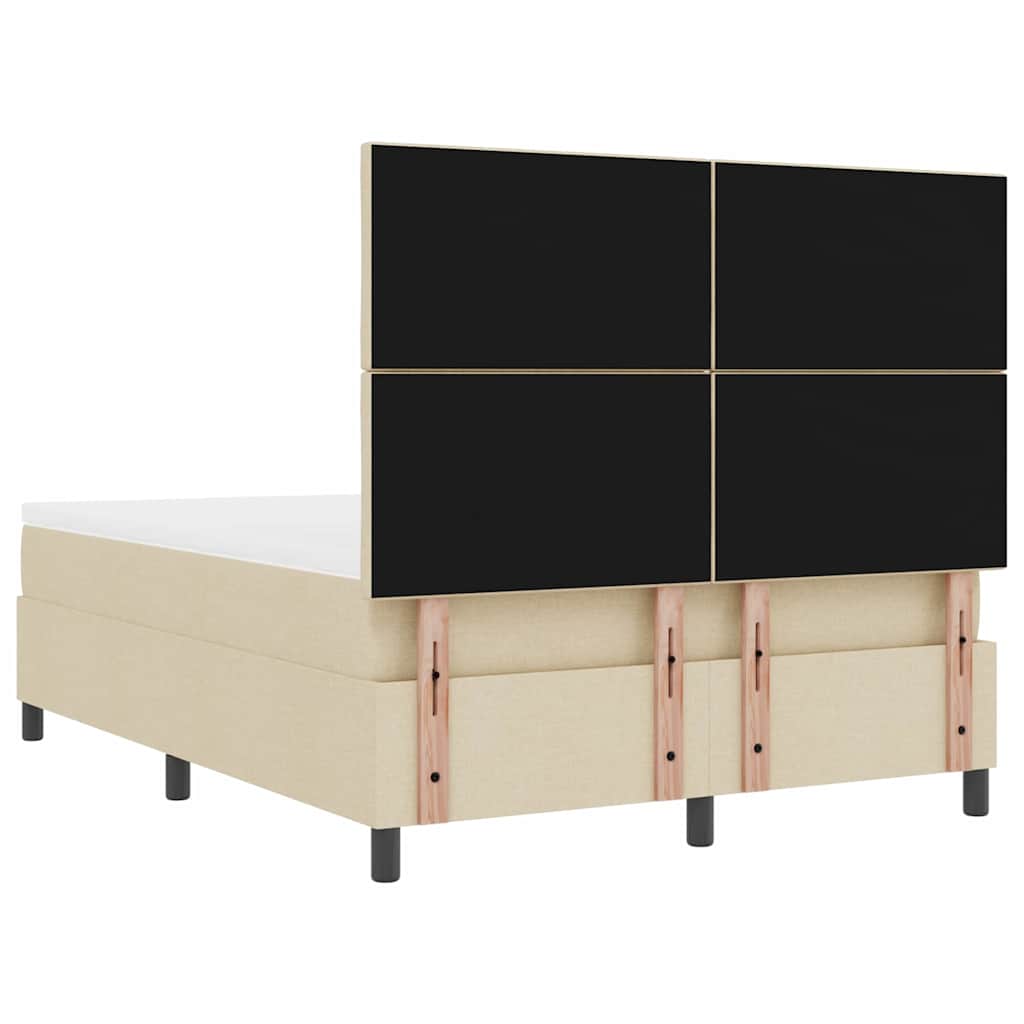 Κρεβάτι με ελατήρια με κεφαλάρι Κρεμ 140 x 190 cm ύφασμα - Pakobazaar