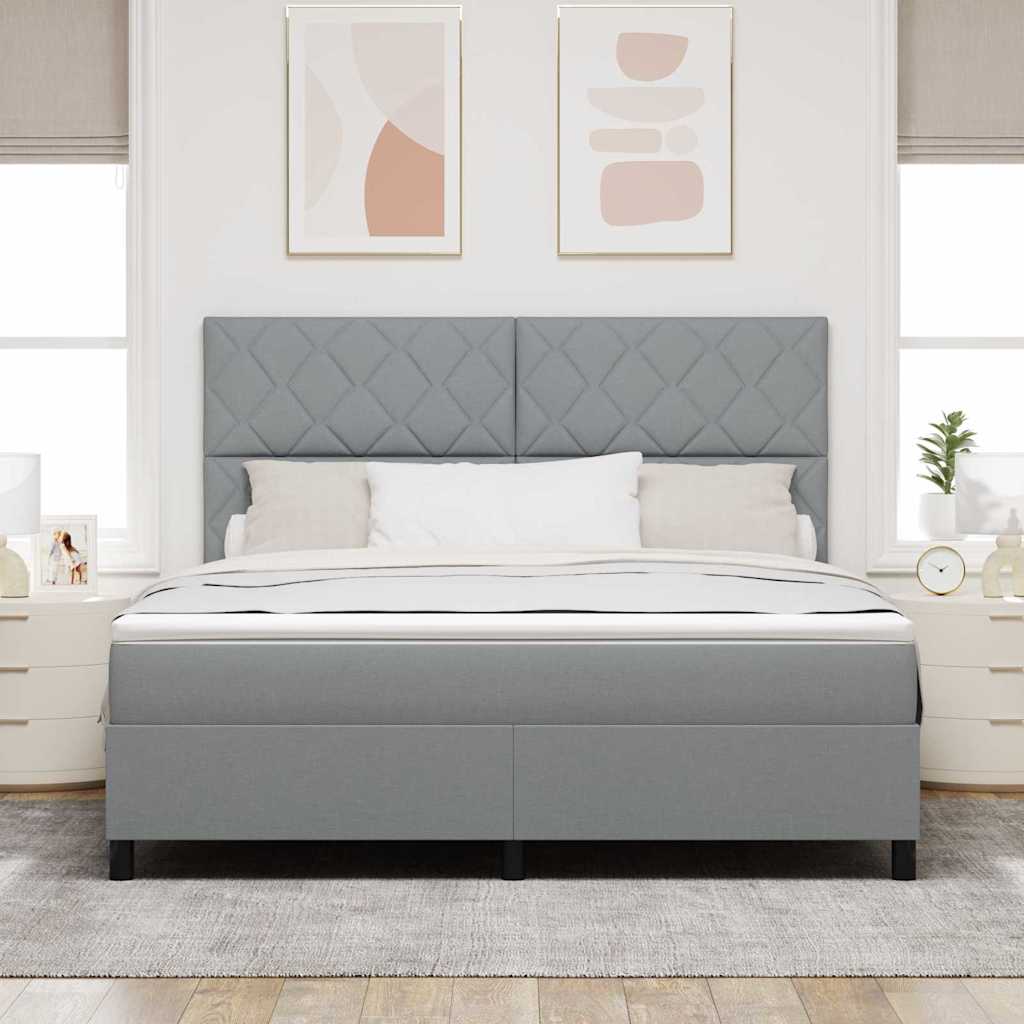 Κρεβάτι με ελατήρια Ανοιχτό γκρι 180 x 200 cm ύφασμα - Pakobazaar