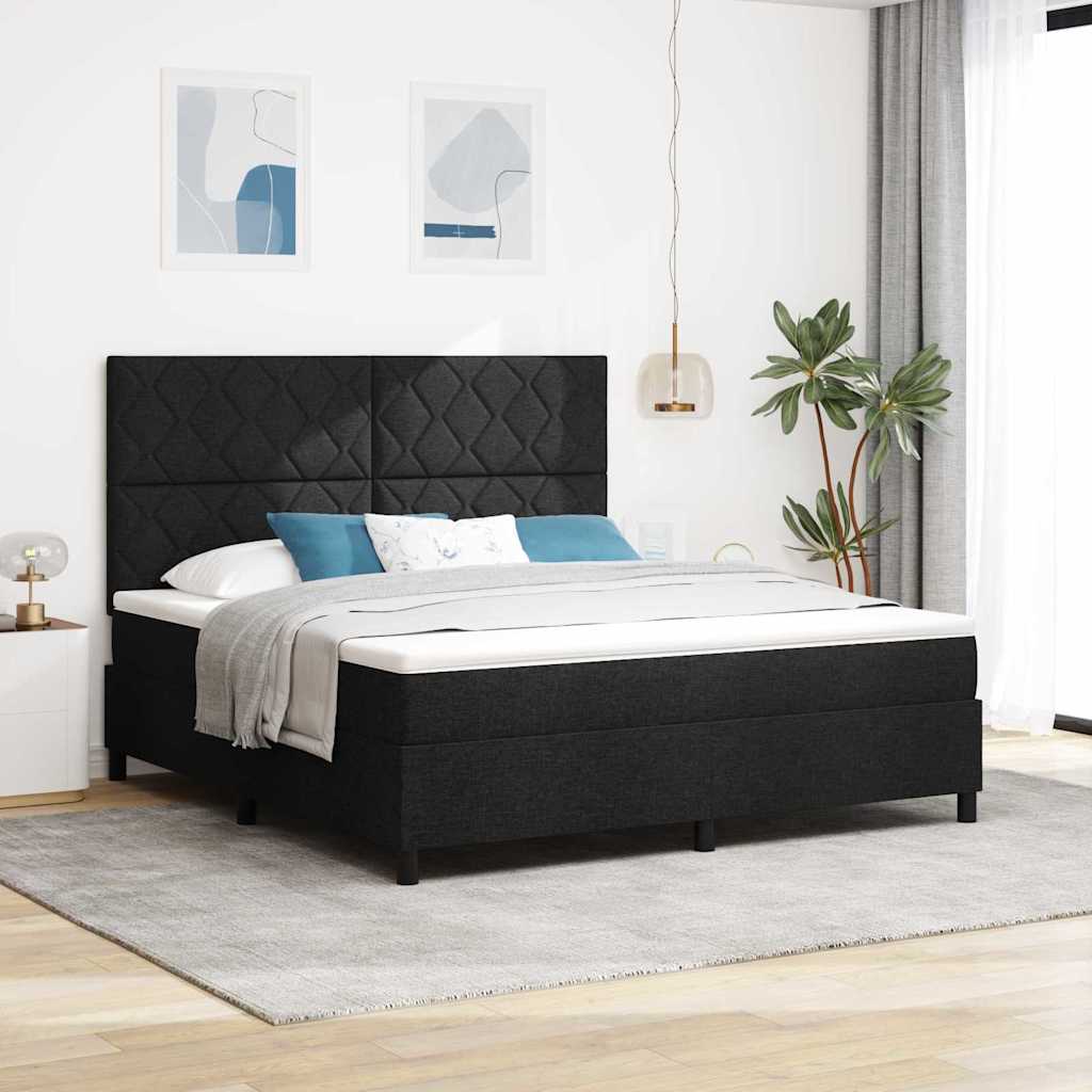 Κρεβάτι με ελατήρια με κεφαλάρι Μαύρο 180 x 200 cm ύφασμα - Pakobazaar