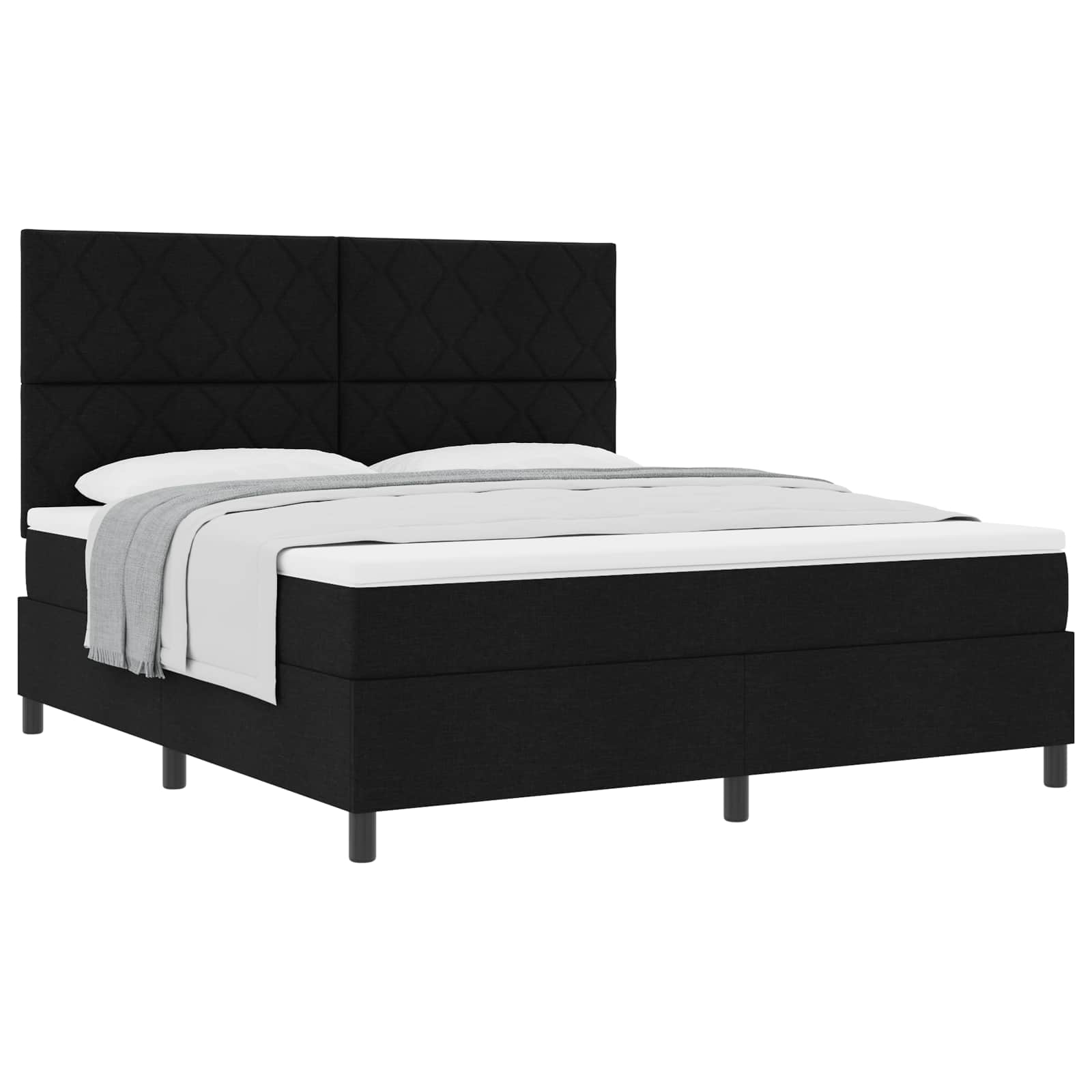 Κρεβάτι με ελατήρια με κεφαλάρι Μαύρο 180 x 200 cm ύφασμα - Pakobazaar