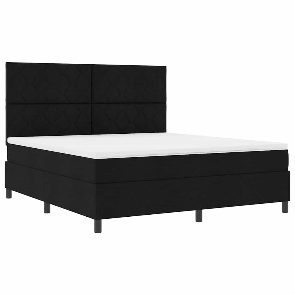 Κρεβάτι με ελατήρια με κεφαλάρι Μαύρο 180 x 200 cm ύφασμα - Pakobazaar