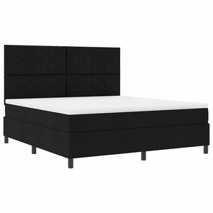 Κρεβάτι με ελατήρια με κεφαλάρι Μαύρο 180 x 200 cm ύφασμα - Pakobazaar