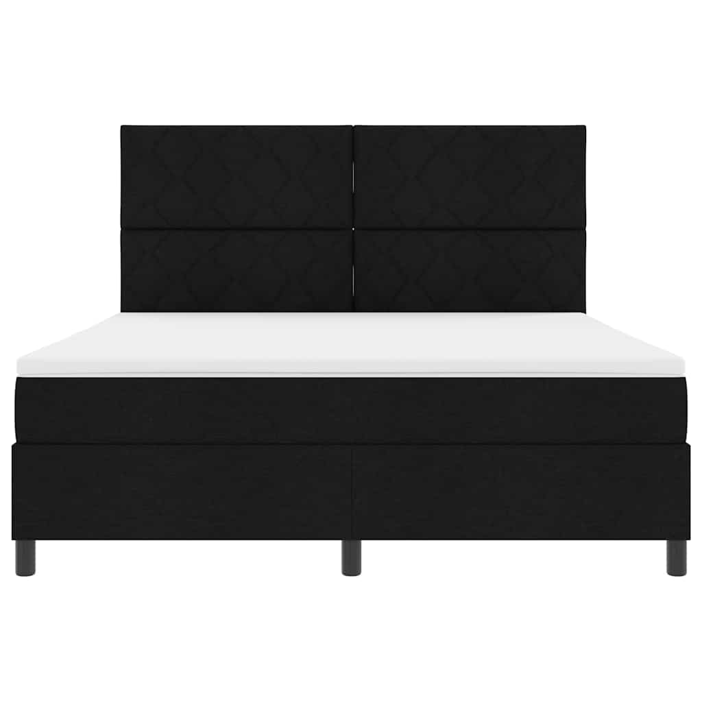 Κρεβάτι με ελατήρια με κεφαλάρι Μαύρο 180 x 200 cm ύφασμα - Pakobazaar