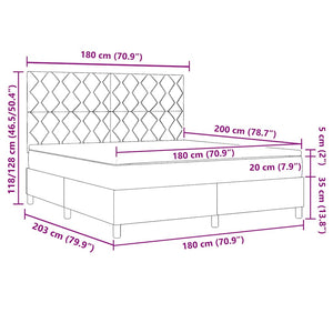 Κρεβάτι με ελατήρια με κεφαλάρι Μαύρο 180 x 200 cm ύφασμα - Pakobazaar