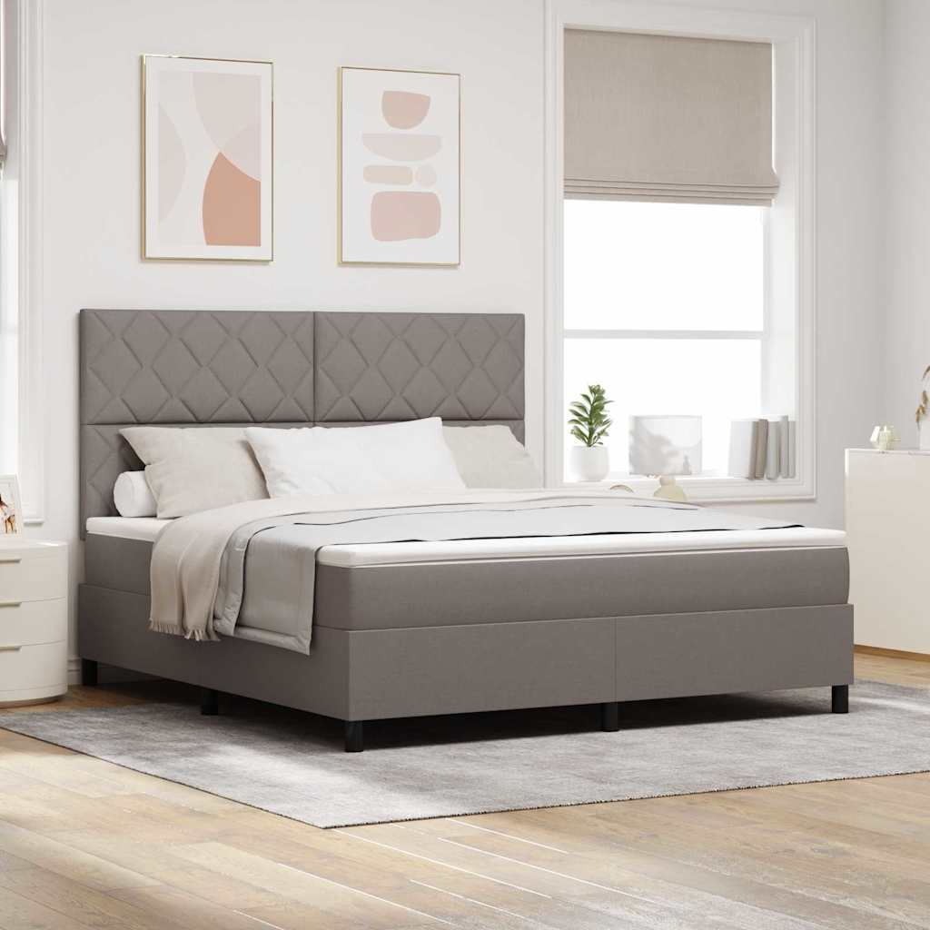 Κρεβάτι με ελατήρια με κεφαλάρι Taupe 180 x 200 cm ύφασμα - Pakobazaar