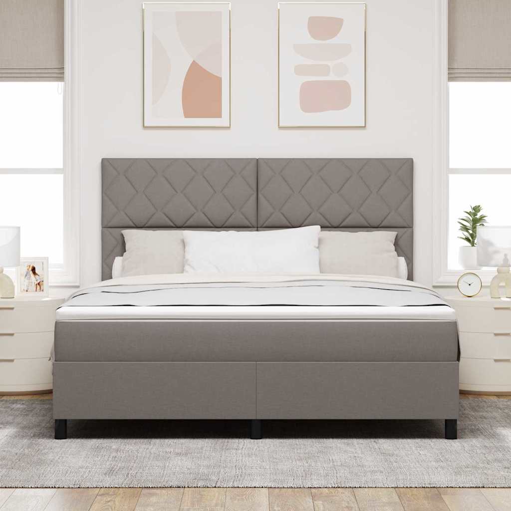 Κρεβάτι με ελατήρια με κεφαλάρι Taupe 180 x 200 cm ύφασμα - Pakobazaar