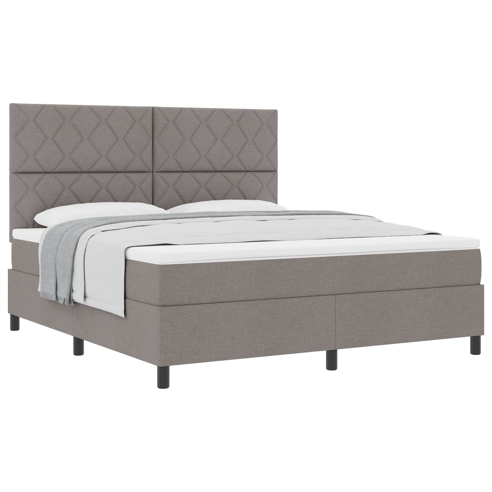 Κρεβάτι με ελατήρια με κεφαλάρι Taupe 180 x 200 cm ύφασμα - Pakobazaar