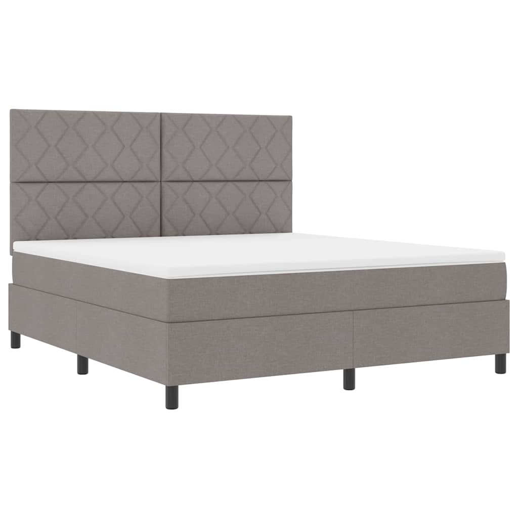 Κρεβάτι με ελατήρια με κεφαλάρι Taupe 180 x 200 cm ύφασμα - Pakobazaar