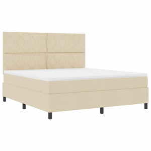 Κρεβάτι με ελατήρια με κεφαλάρι Κρεμ 180 x 200 cm ύφασμα - Pakobazaar