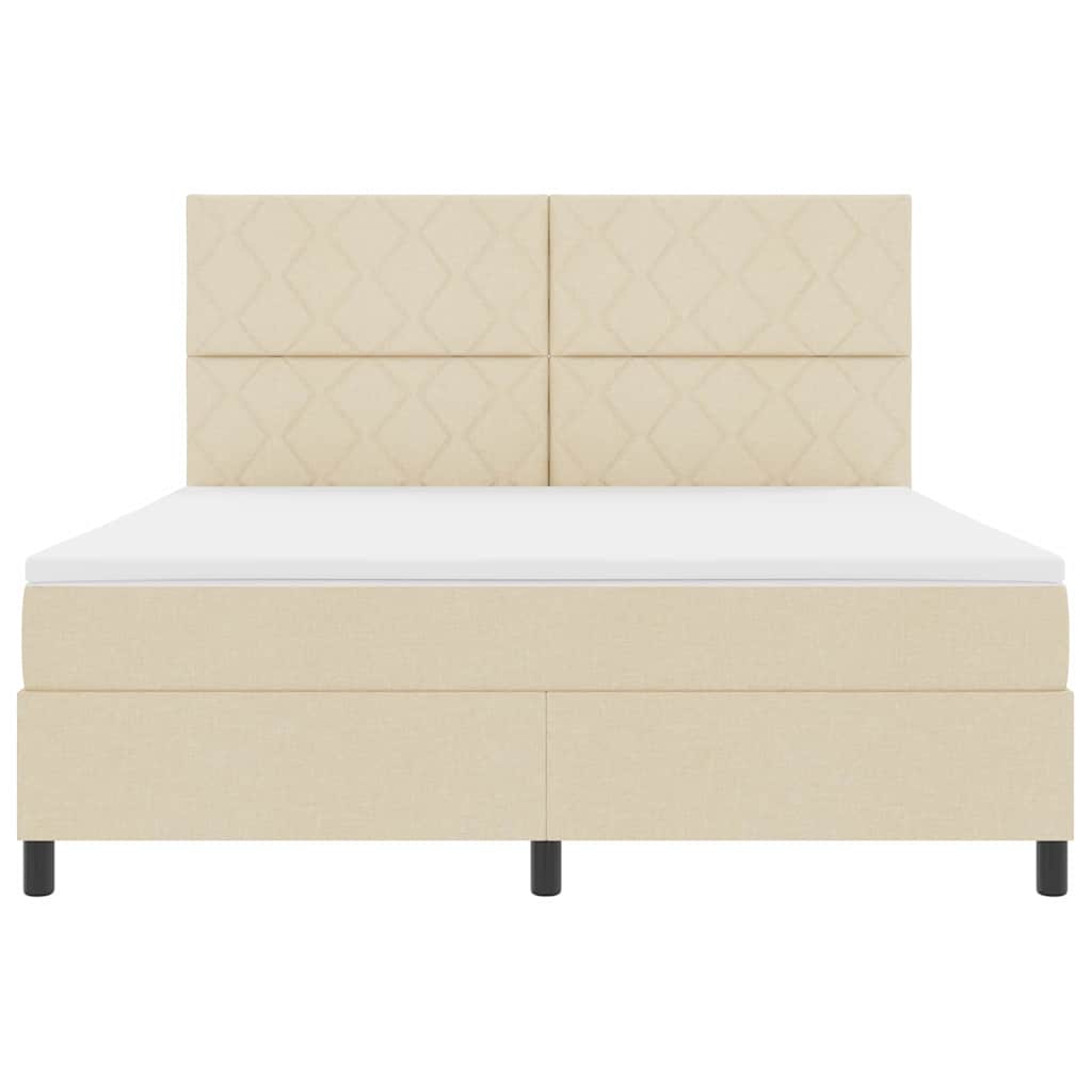 Κρεβάτι με ελατήρια με κεφαλάρι Κρεμ 180 x 200 cm ύφασμα - Pakobazaar