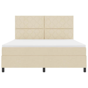 Κρεβάτι με ελατήρια με κεφαλάρι Κρεμ 180 x 200 cm ύφασμα - Pakobazaar