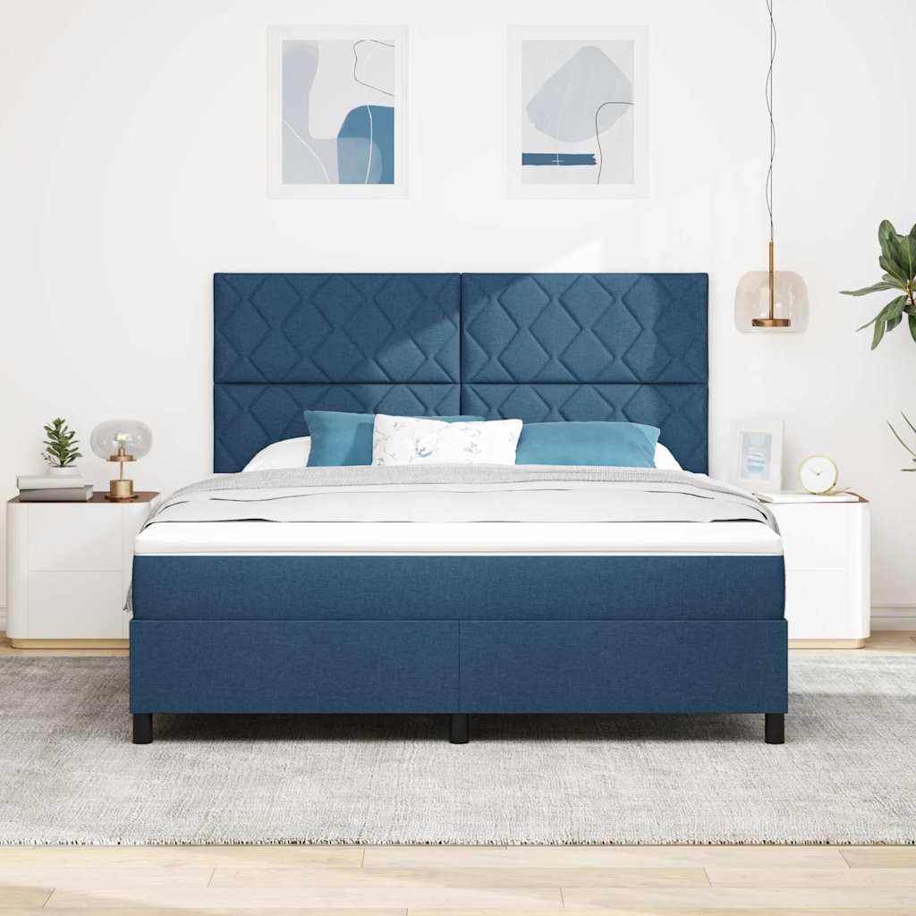 Κρεβάτι με ελατήρια με κεφαλάρι Μπλε 180 x 200 cm ύφασμα - Pakobazaar