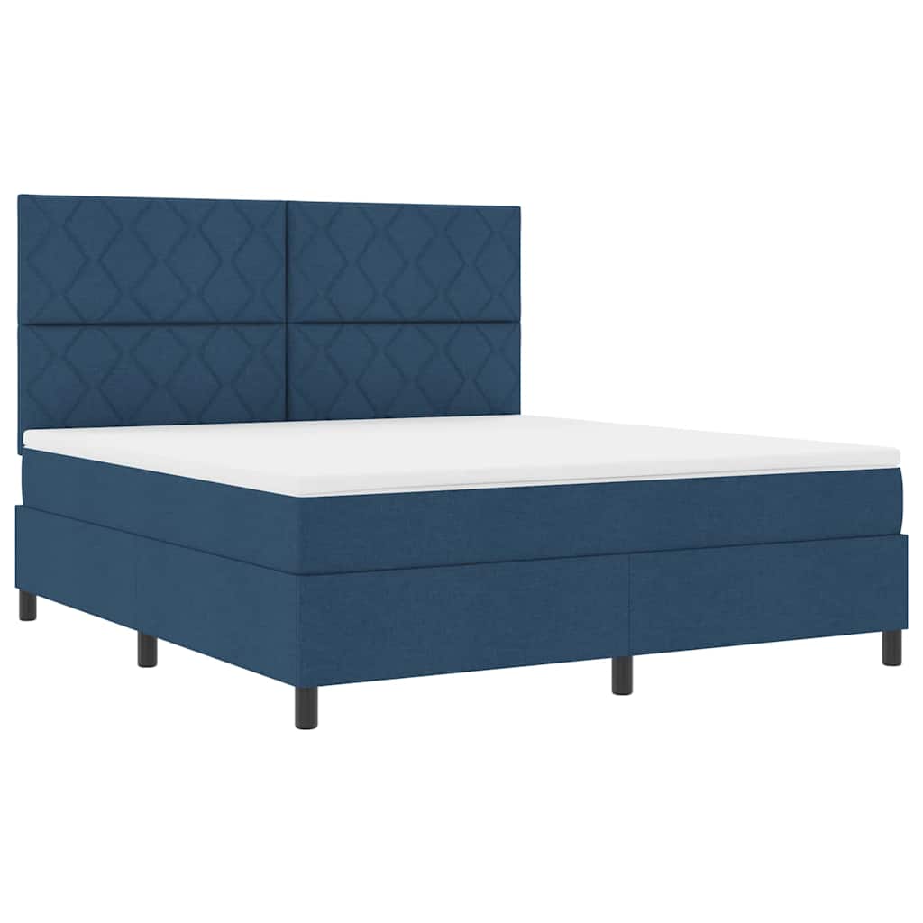 Κρεβάτι με ελατήρια με κεφαλάρι Μπλε 180 x 200 cm ύφασμα - Pakobazaar