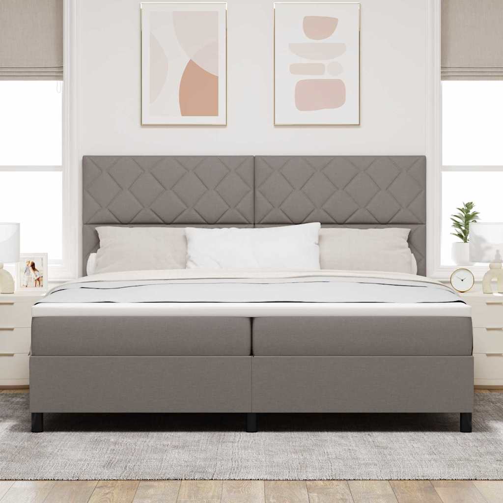 Κρεβάτι με ελατήρια με κεφαλάρι Taupe 200 x 200 cm ύφασμα - Pakobazaar
