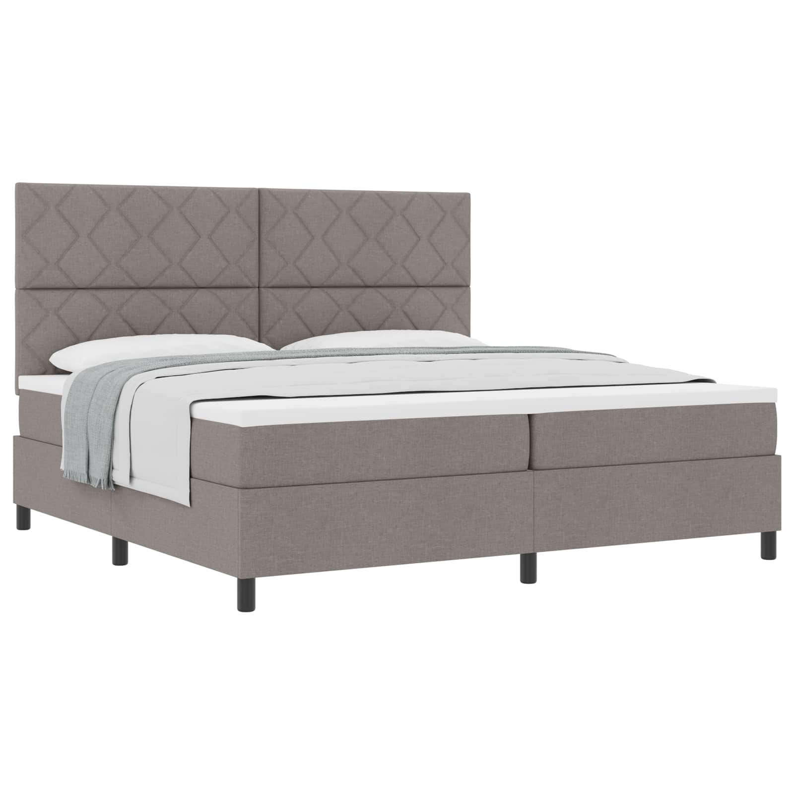 Κρεβάτι με ελατήρια με κεφαλάρι Taupe 200 x 200 cm ύφασμα - Pakobazaar