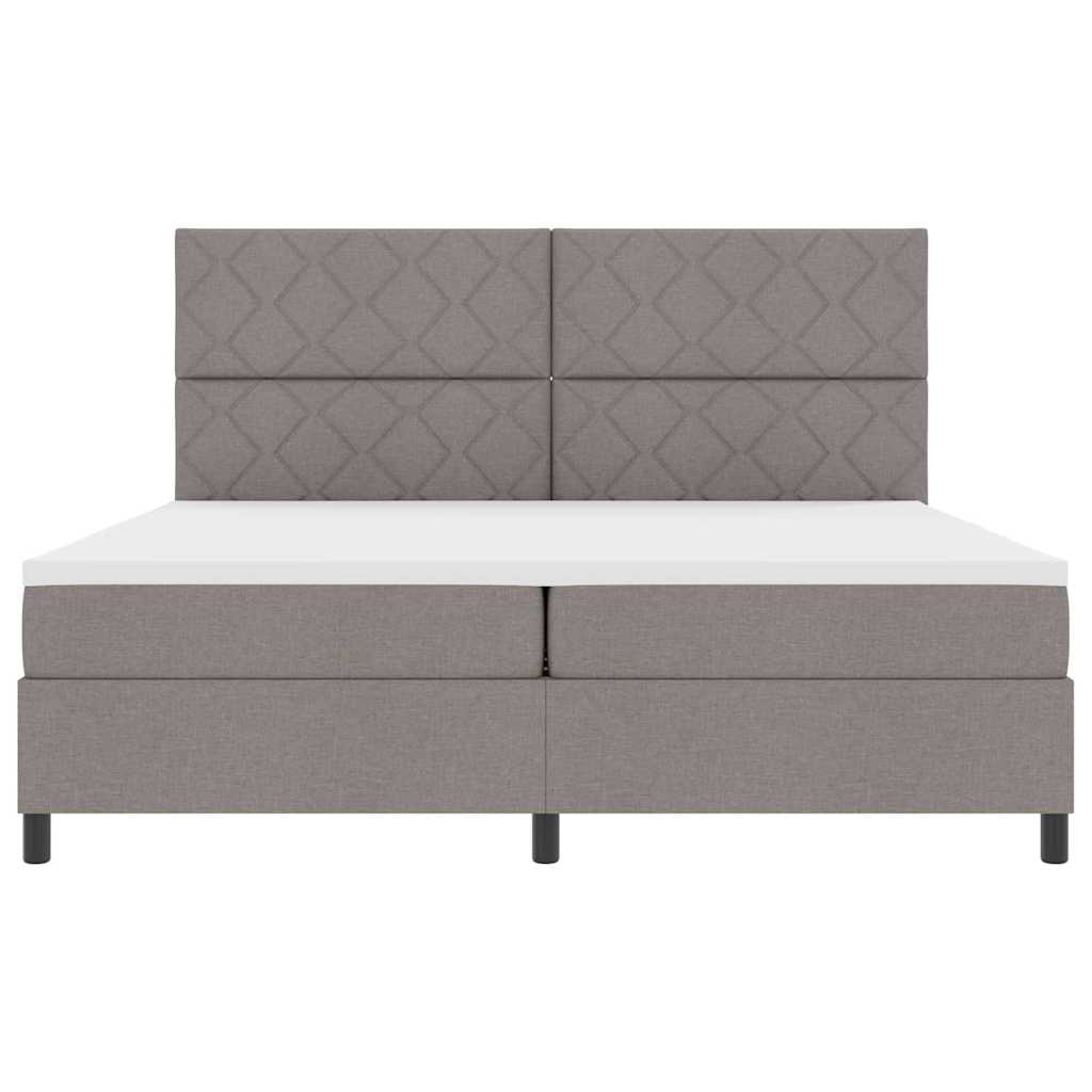 Κρεβάτι με ελατήρια με κεφαλάρι Taupe 200 x 200 cm ύφασμα - Pakobazaar