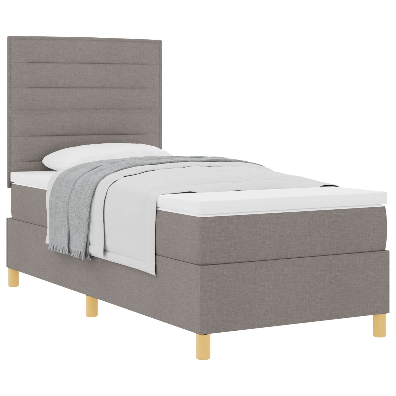 Κρεβάτι με ελατήρια με στρώμα Taupe 80 x 200 cm ύφασμα - Pakobazaar