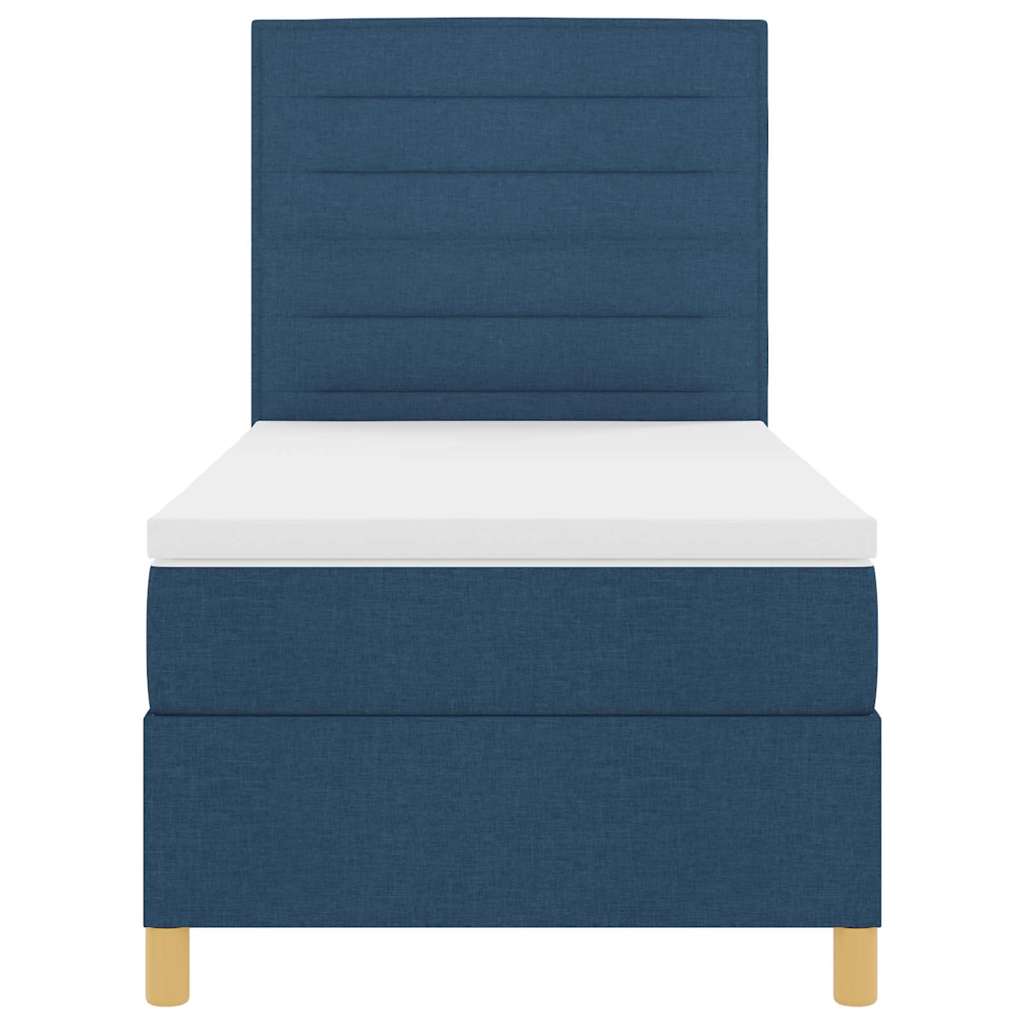 Κρεβάτι με ελατήρια με στρώμα Μπλε 90 x 200 cm ύφασμα - Pakobazaar