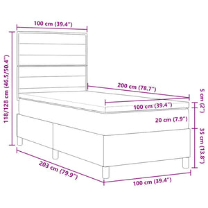 Κρεβάτι με ελατήρια με στρώμα Μπλε 100 x 200 cm ύφασμα - Pakobazaar