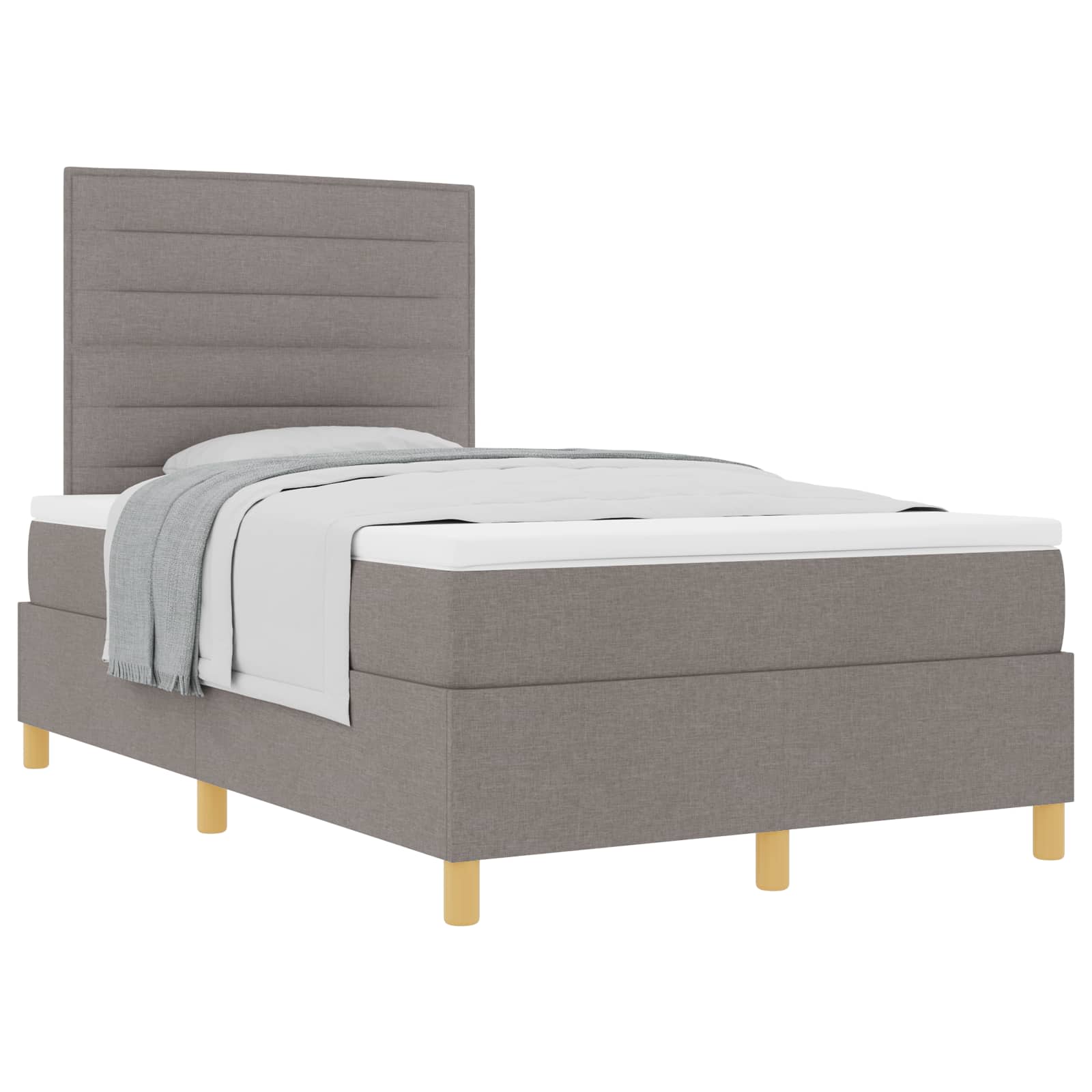 Κρεβάτι με ελατήρια με στρώμα Taupe 120 x 190 cm ύφασμα - Pakobazaar