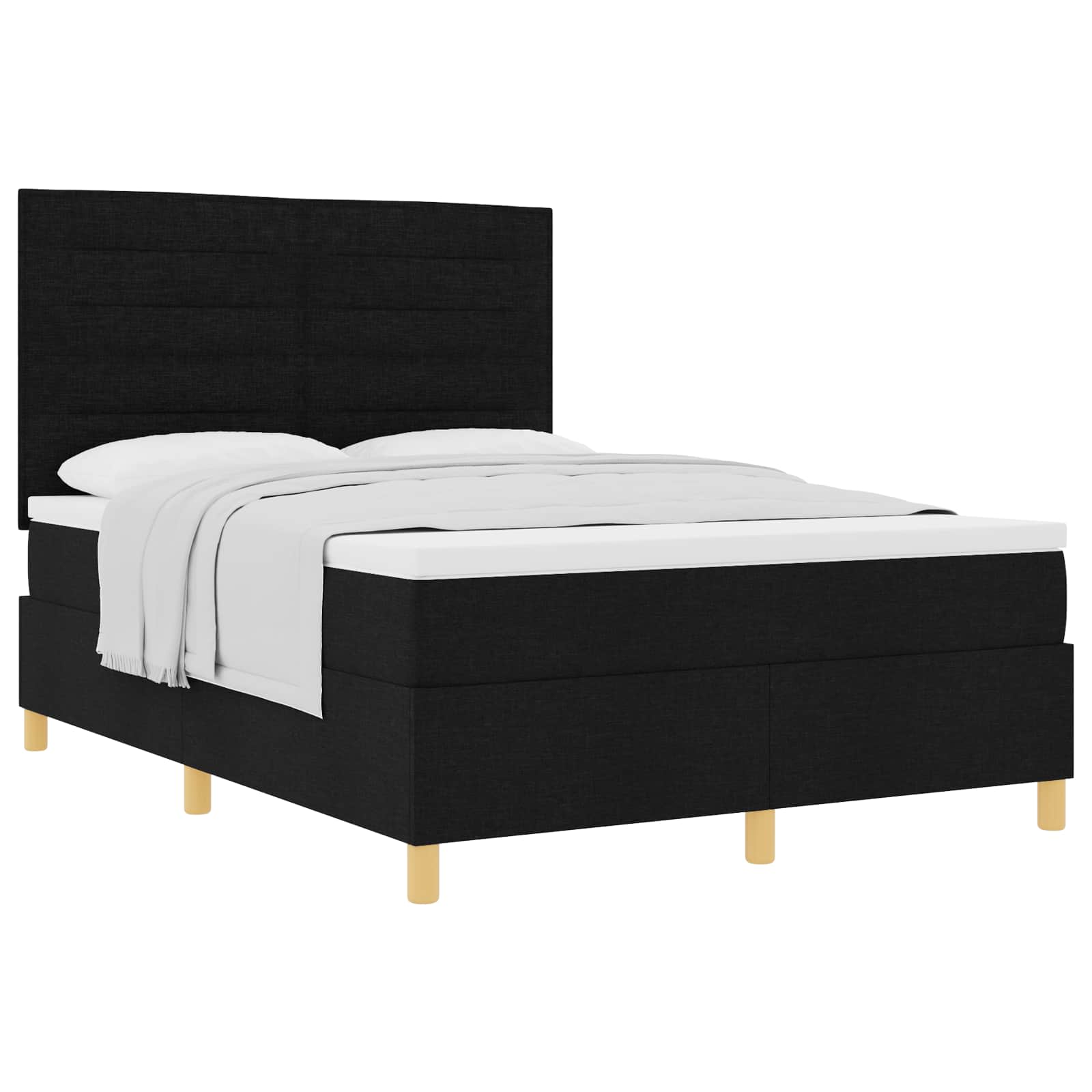 Κρεβάτι με ελατήρια με στρώμα Μαύρο 140 x 190 cm ύφασμα - Pakobazaar